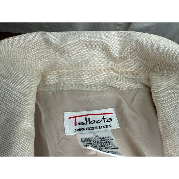 Vintage Women's Talbots 100% Irish Linen Size 12 Lined Button Up Blazer Jacket - Picture 9 of 12